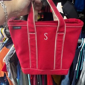 Lands' End Red Canvas Tote with White Stitching